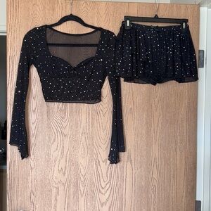 SHEIN Black Sheer Top and Skirt Set